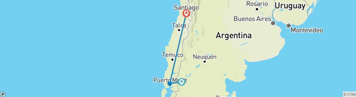 Karte mit der Reiseroute