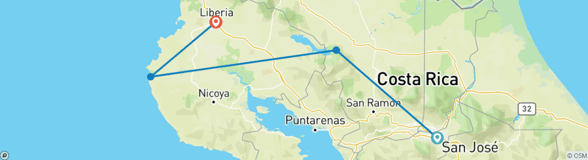 Image d'une carte montrant l'itinéraire du circuit