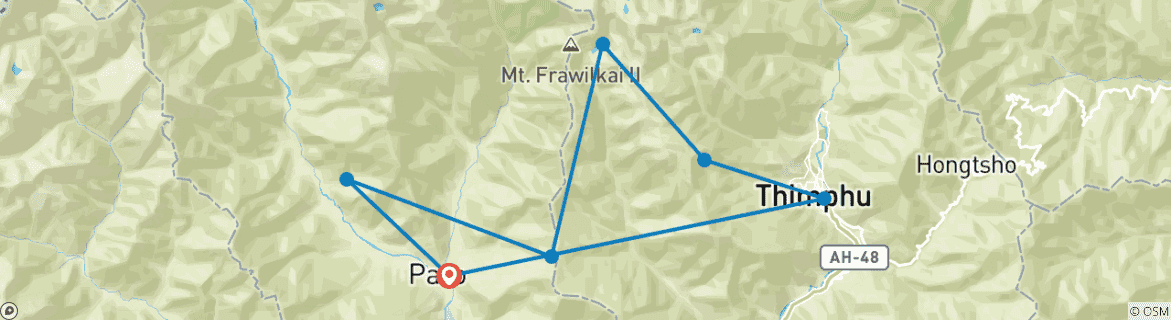 Image d'une carte montrant l'itinéraire du circuit