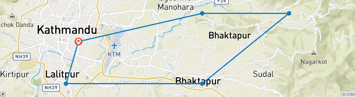 Foto van een kaart met de route van de rondreis