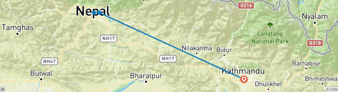 Foto van een kaart met de route van de rondreis