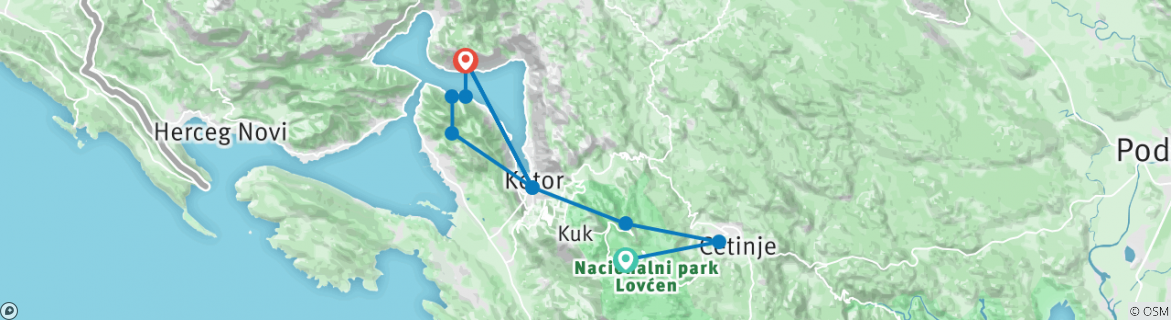 Karte mit der Reiseroute