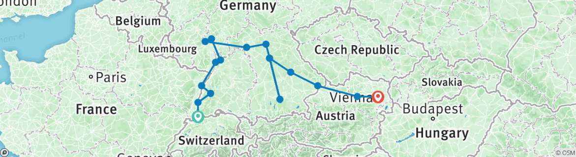 Karte mit der Reiseroute
