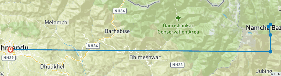 Karte mit der Reiseroute