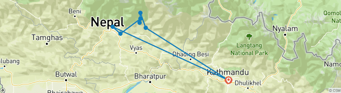 Karte mit der Reiseroute