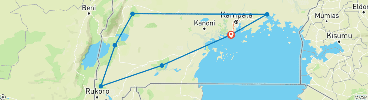 Image d'une carte montrant l'itinéraire du circuit