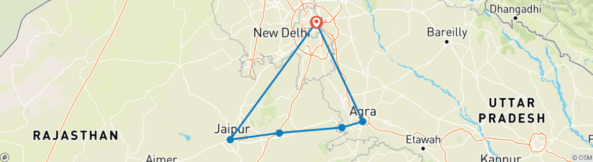 Image d'une carte montrant l'itinéraire du circuit