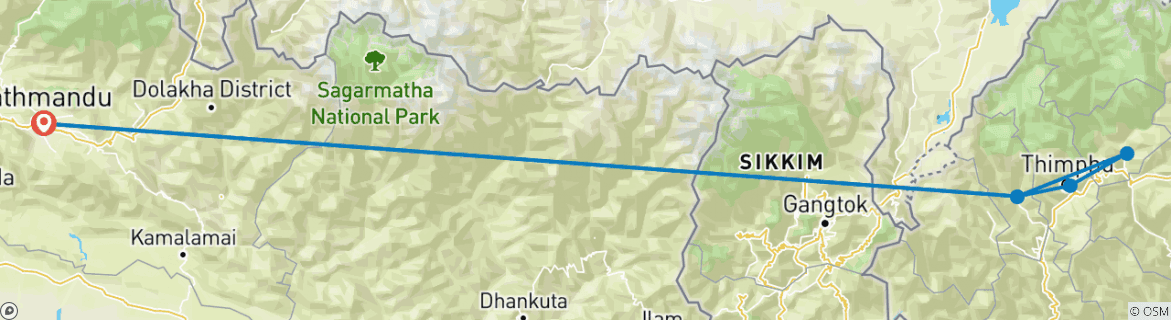 Karte mit der Reiseroute