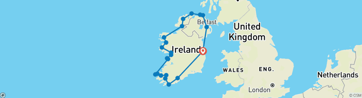 Image d'une carte montrant l'itinéraire du circuit