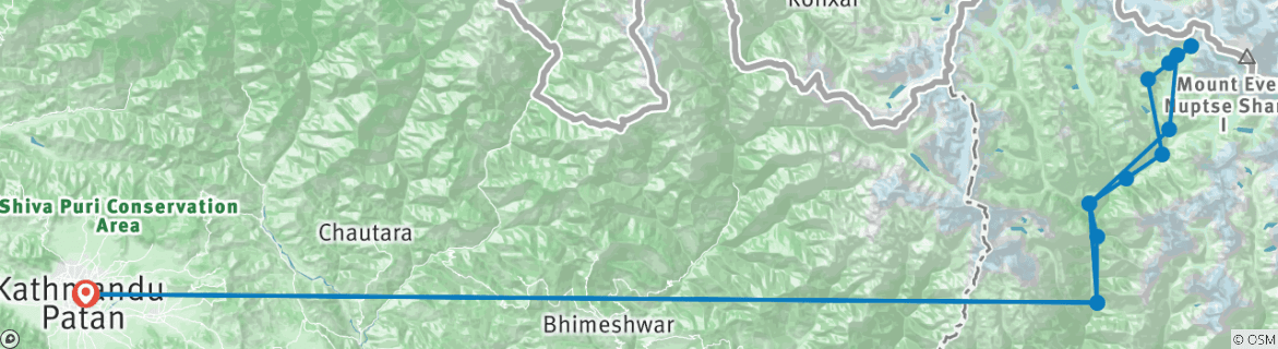 Foto van een kaart met de route van de rondreis
