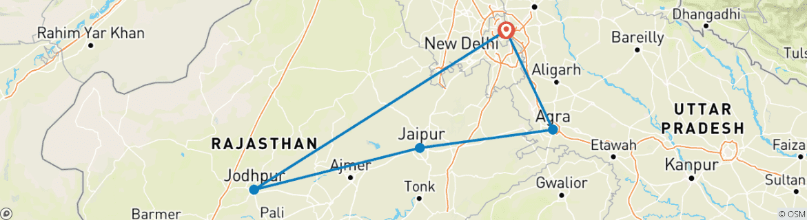 Image d'une carte montrant l'itinéraire du circuit