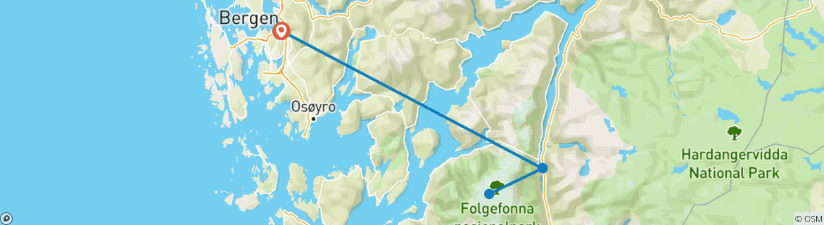 Carte du circuit Trekking dans les fjords en Norvège