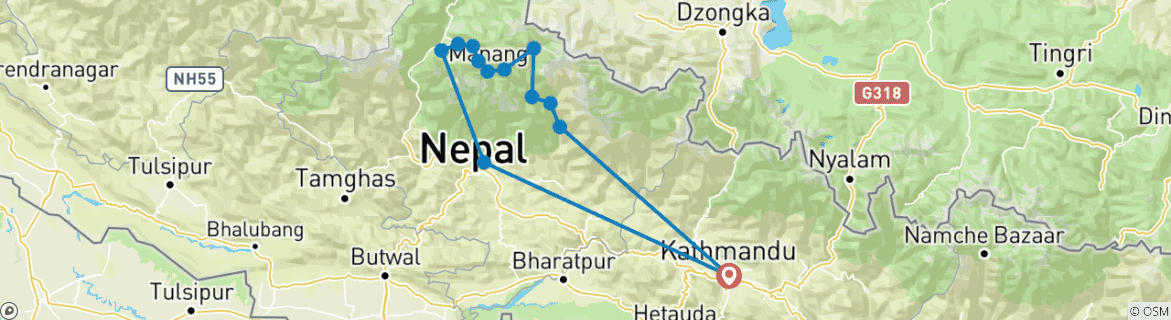 Karte mit der Reiseroute