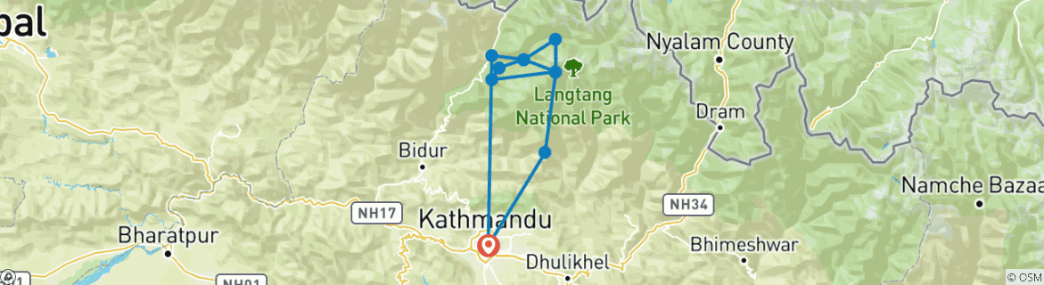 Karte mit der Reiseroute