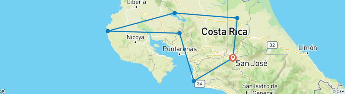 Image d'une carte montrant l'itinéraire du circuit
