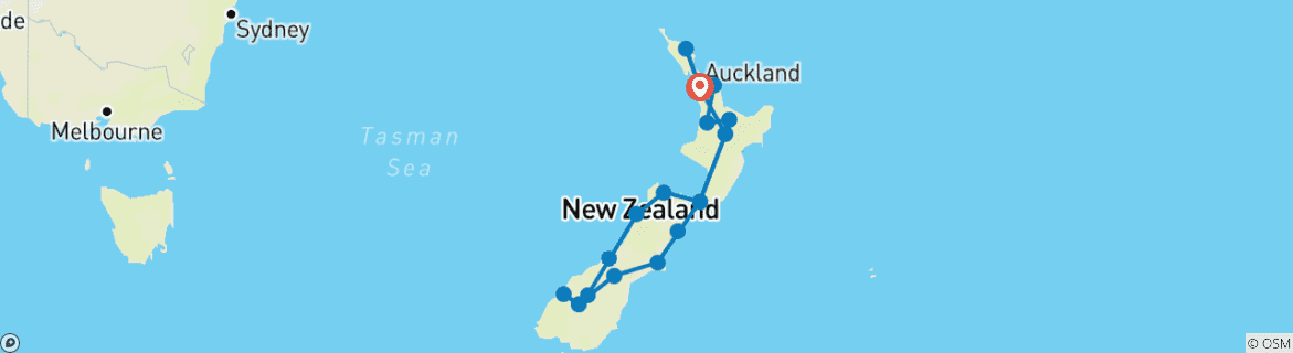 Foto van een kaart met de route van de rondreis