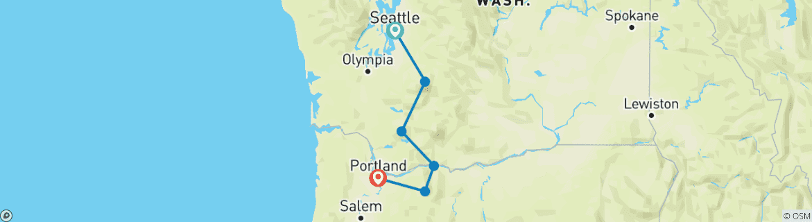 Image d'une carte montrant l'itinéraire du circuit