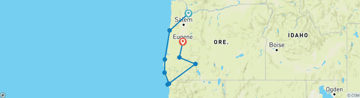 Image d'une carte montrant l'itinéraire du circuit