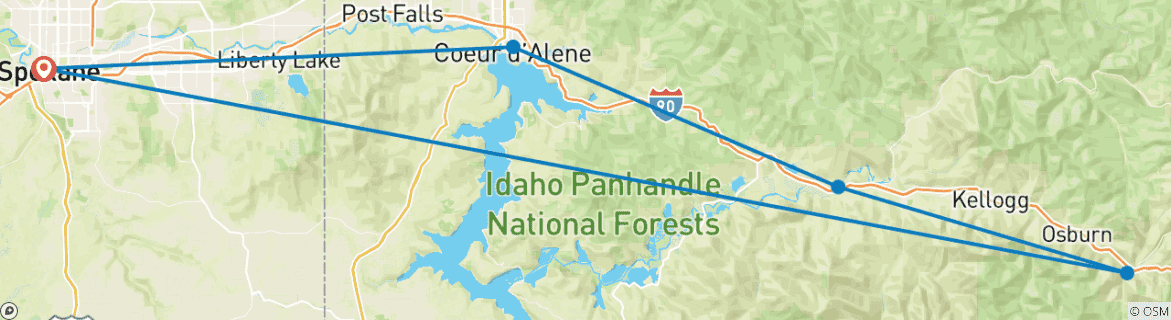 Image d'une carte montrant l'itinéraire du circuit