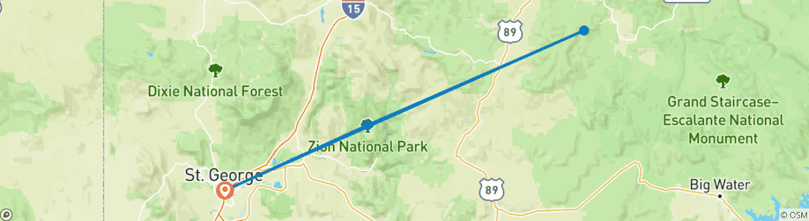 Image d'une carte montrant l'itinéraire du circuit