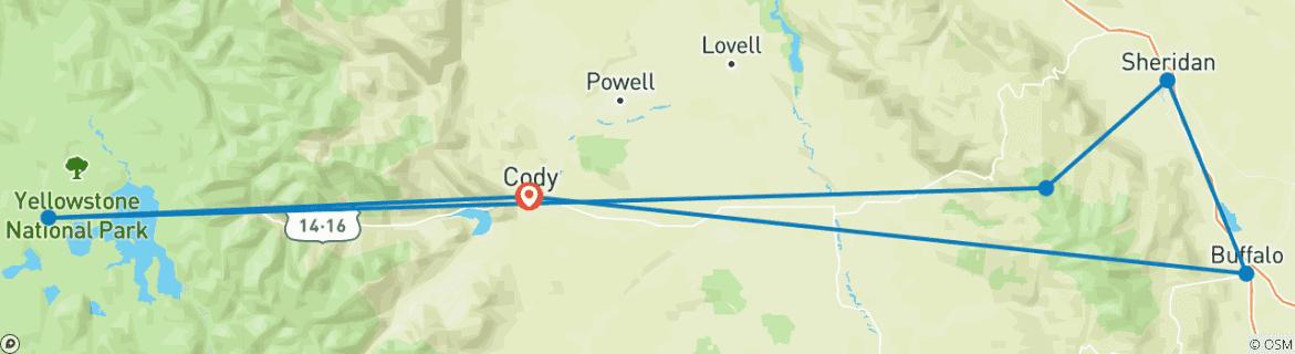 Image d'une carte montrant l'itinéraire du circuit