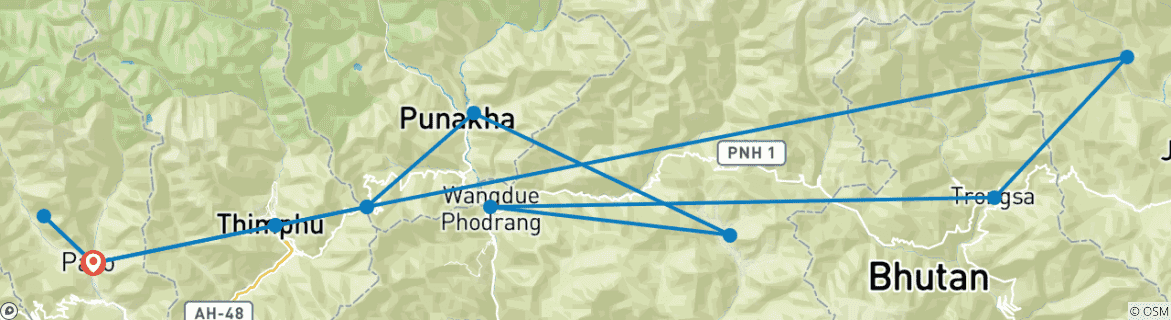 Image d'une carte montrant l'itinéraire du circuit