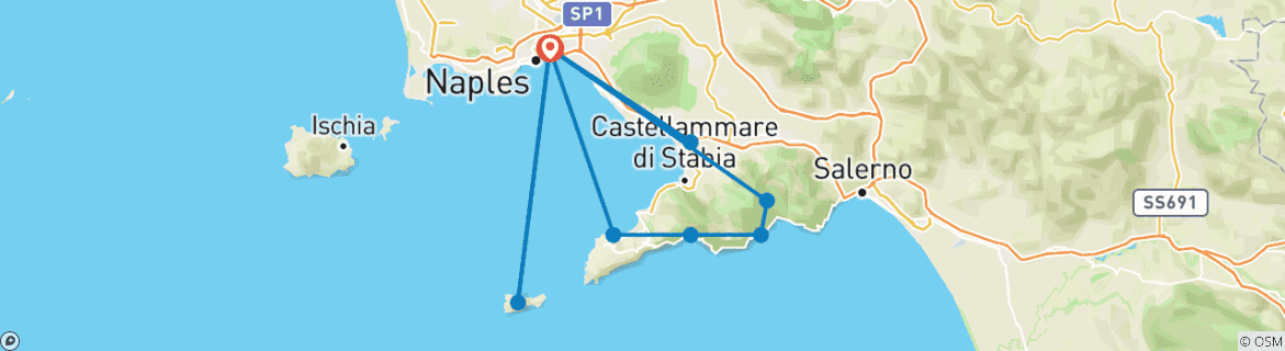 Image d'une carte montrant l'itinéraire du circuit