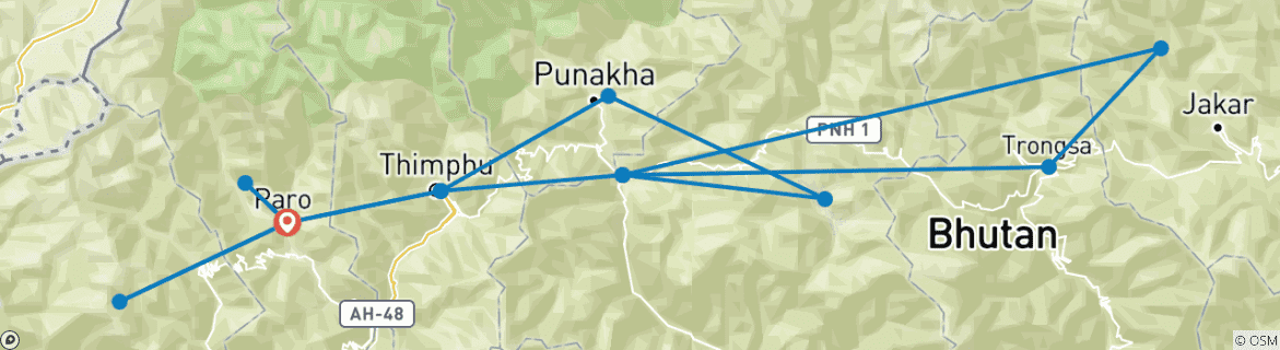 Image d'une carte montrant l'itinéraire du circuit