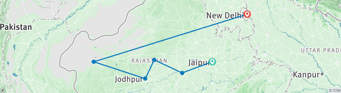 Karte mit der Reiseroute