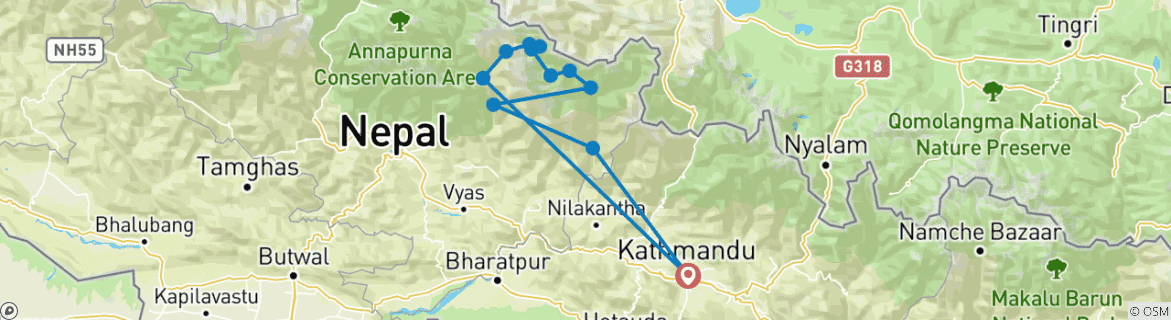 Image d'une carte montrant l'itinéraire du circuit