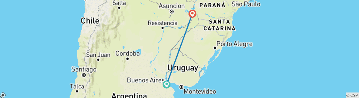 Image d'une carte montrant l'itinéraire du circuit