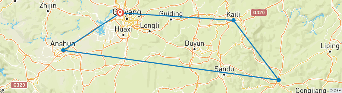 Image d'une carte montrant l'itinéraire du circuit