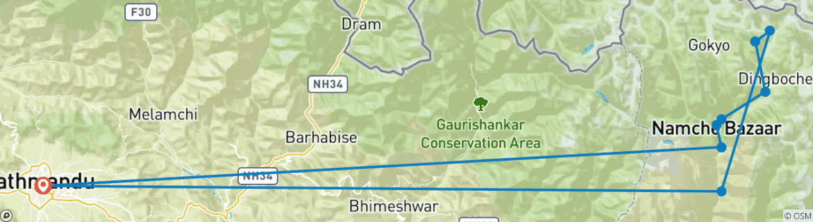 Foto van een kaart met de route van de rondreis