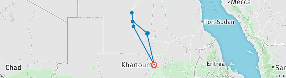 Karte mit der Reiseroute