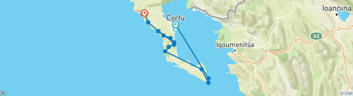 Image d'une carte montrant l'itinéraire du circuit