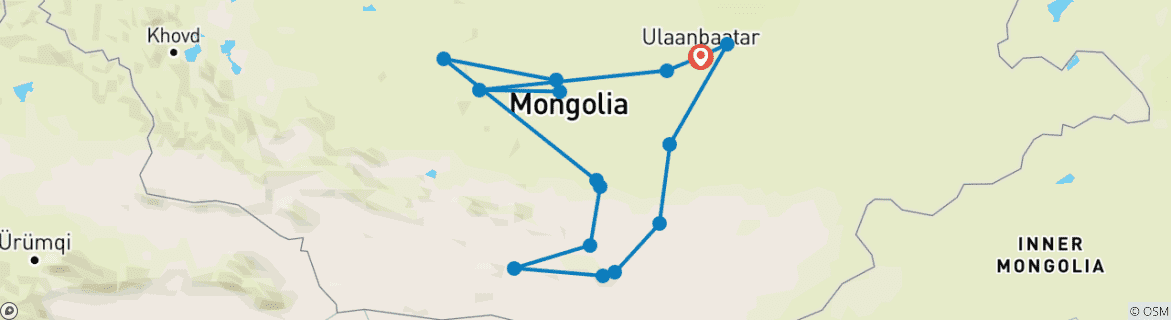 Carte du circuit Exploration de la Mongolie