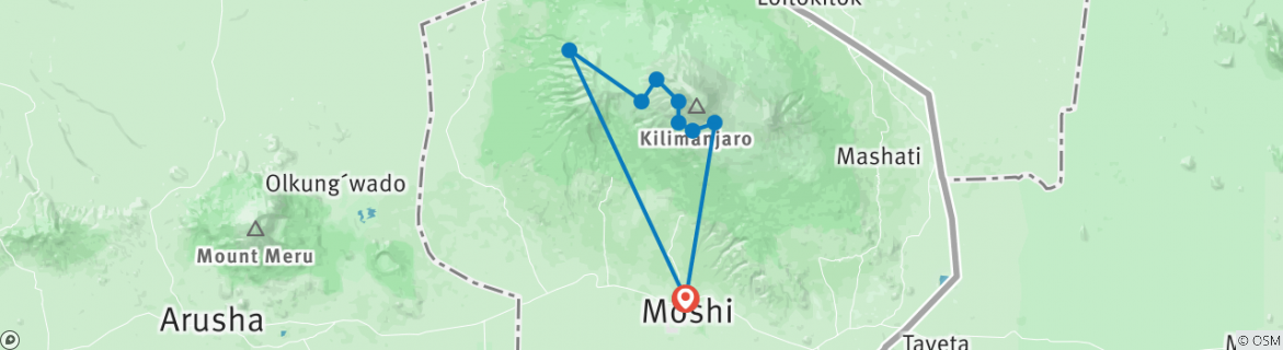 Kaart van 8-daagse Kilimanjaro Lemosho Route - Perfect voor beginners en natuurliefhebbers