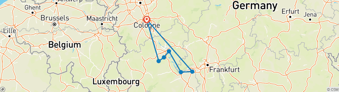 Karte mit der Reiseroute