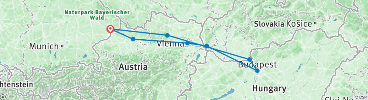 Karte mit der Reiseroute