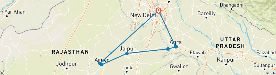 Karte mit der Reiseroute