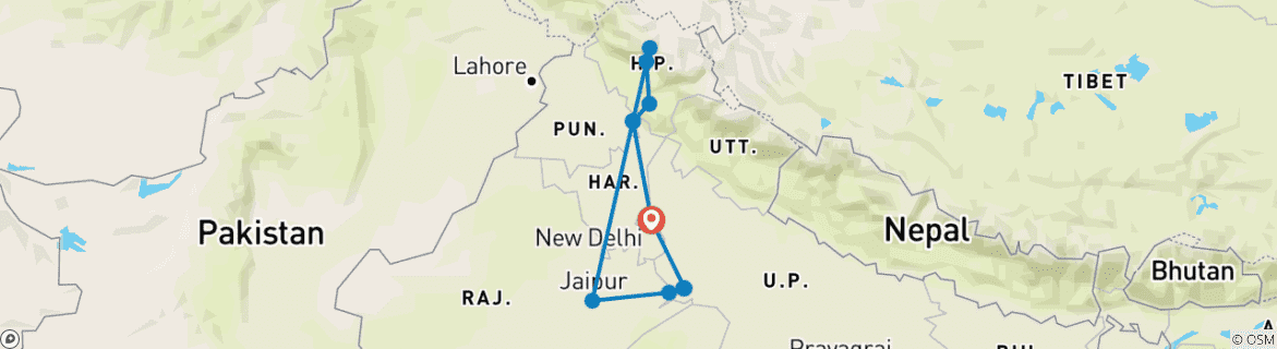 Karte mit der Reiseroute