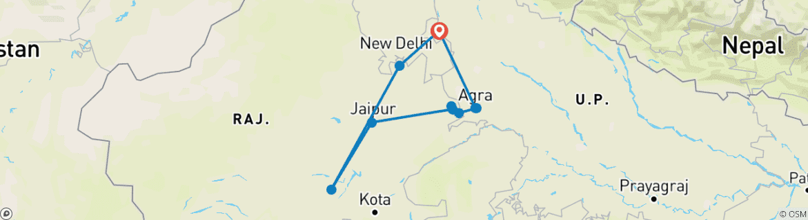 Karte mit der Reiseroute