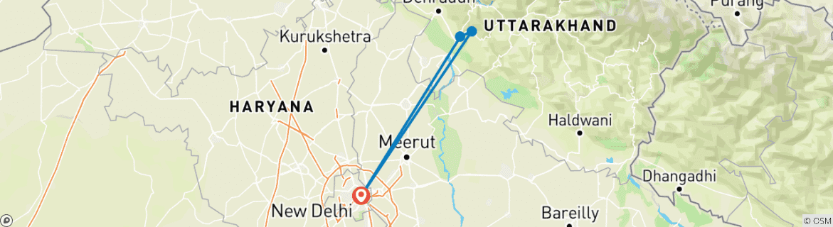 Image d'une carte montrant l'itinéraire du circuit