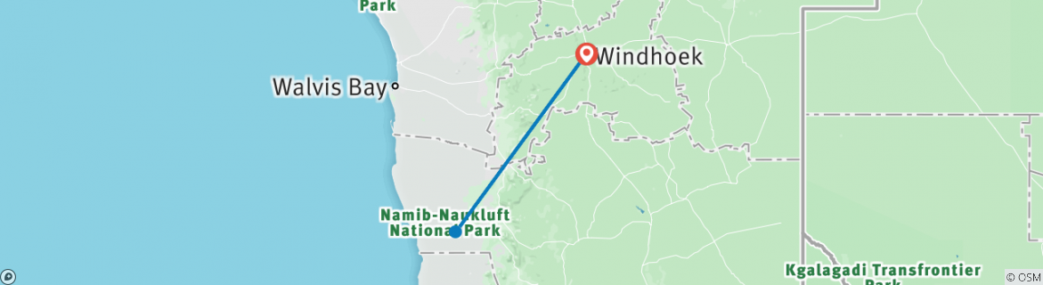 Foto van een kaart met de route van de rondreis
