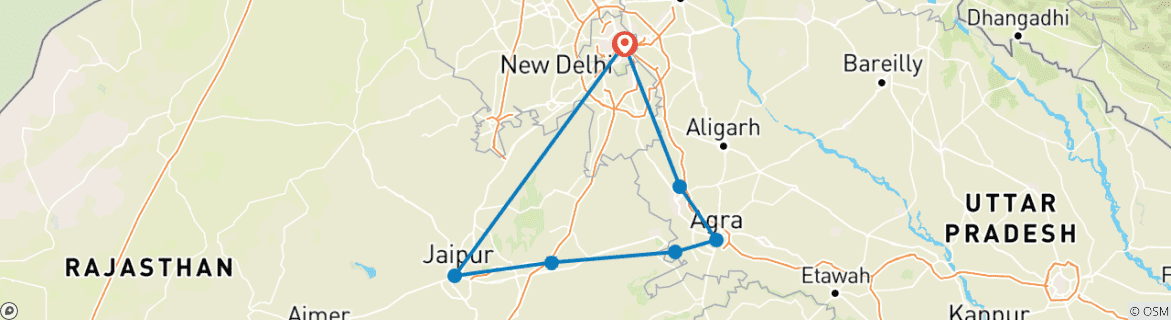Image d'une carte montrant l'itinéraire du circuit