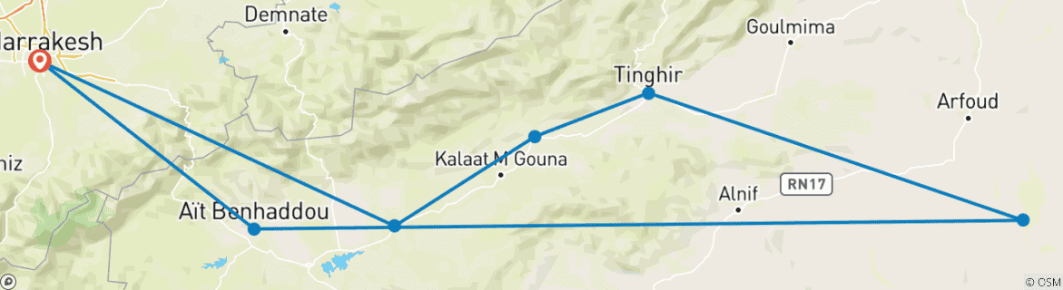 Imagen de un mapa que muestra la ruta del circuito