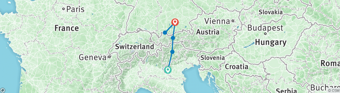 Karte mit der Reiseroute
