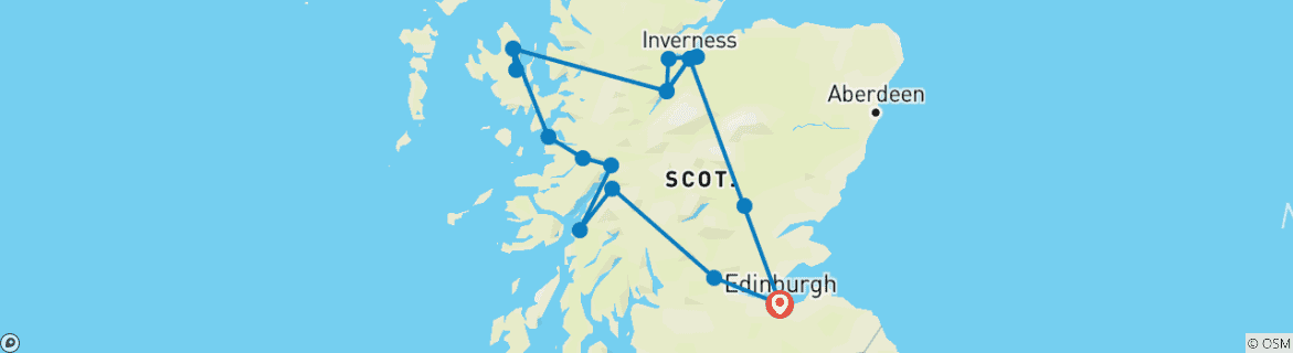 Image d'une carte montrant l'itinéraire du circuit