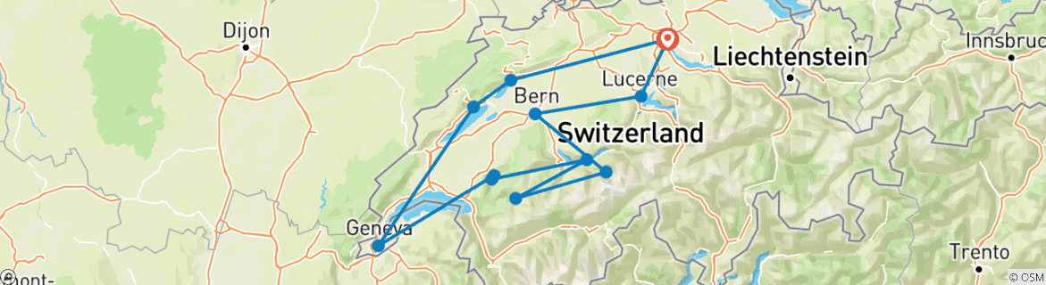 Image d'une carte montrant l'itinéraire du circuit