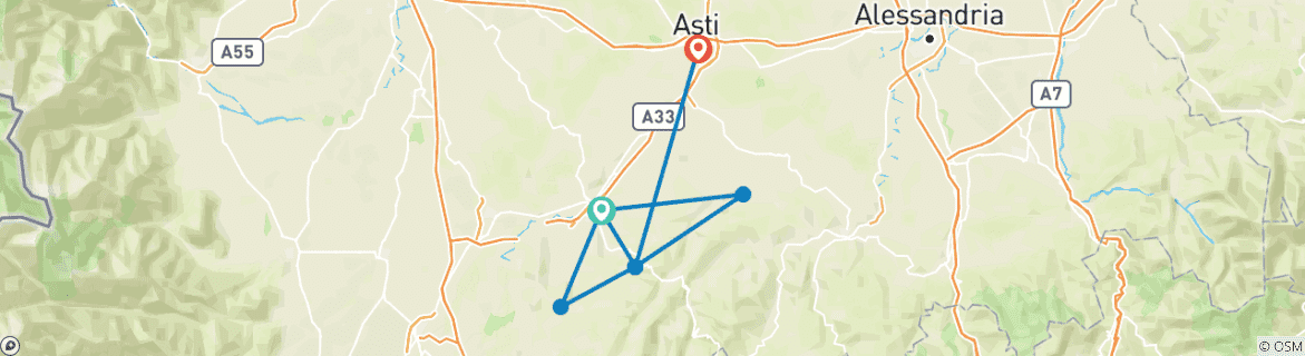 Karte mit der Reiseroute